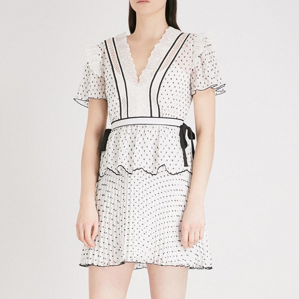 Self-Portrait Plumetis Frill Dress